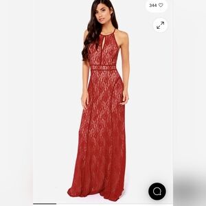 LULUS Exclusive Another Late Night Wine Red Lace Maxi Dress